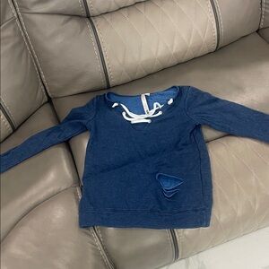 NWOT Malibu Sugar Distressed Lace-Up Top - Navy Blue - Girls Small (8)